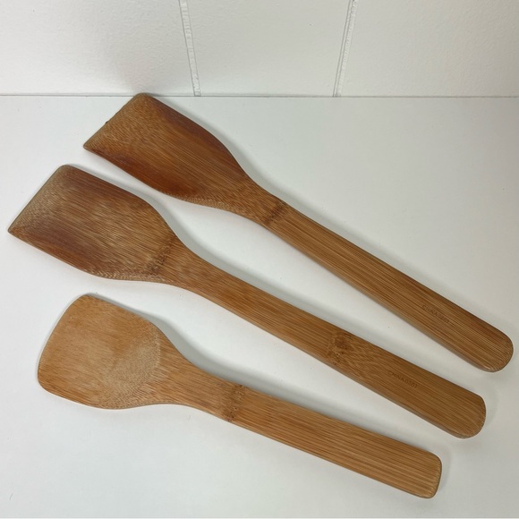 [SOLD!] Vintage Set of 3 Pampered Chef Bamboo Wooden Spatulas Kitchen Utensils - Picture 5 of 15